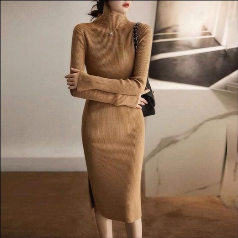 니트 롱원피스 반목 3컬러 여자 이너원피스 슬림핏 겨울