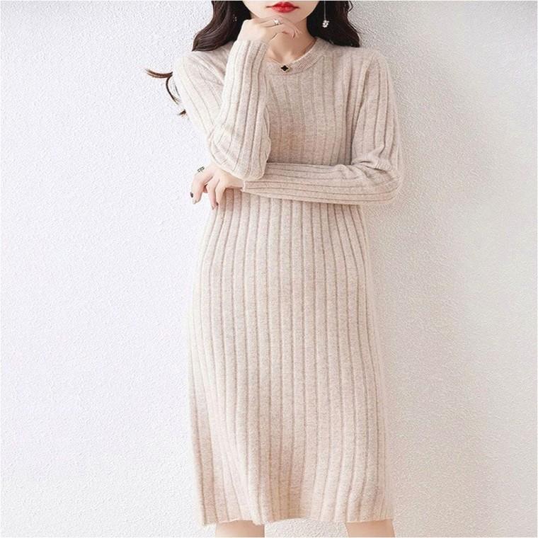 원피스 골지 원피스 미디기장 겨울 니트 이너 4컬러 여자