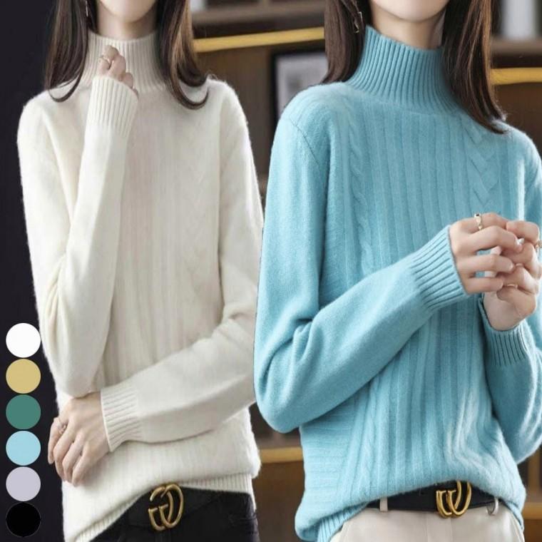 반폴라 반목 여자 데일리니트 포근한 6컬러 겨울 티셔츠 니트