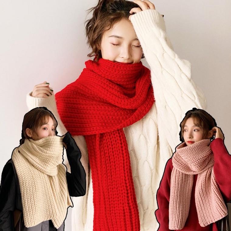 니트 심플 도톰두께 보온 러블리 풍성한 겨울 목도리
