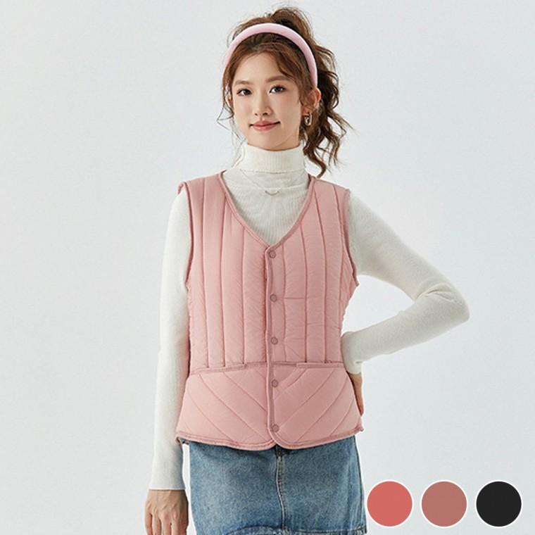 겨울 보온성 좋은 예쁜 패턴 따뜻한 털안감 여성 조끼