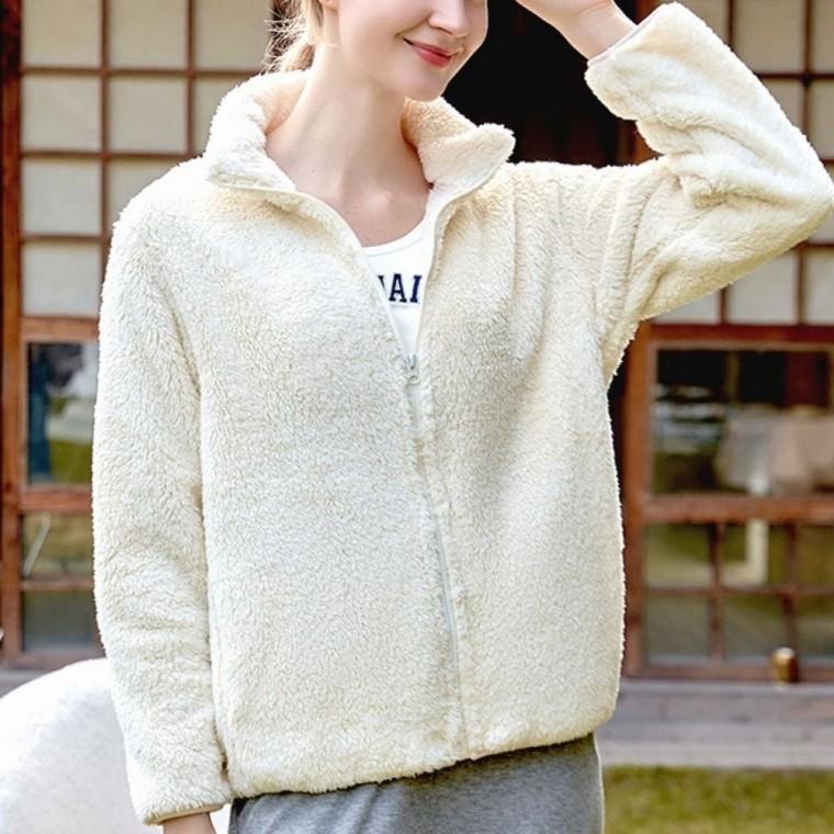 베이직 겨울 여자 점퍼 후리스 사무실 집업 4컬러 털아우터