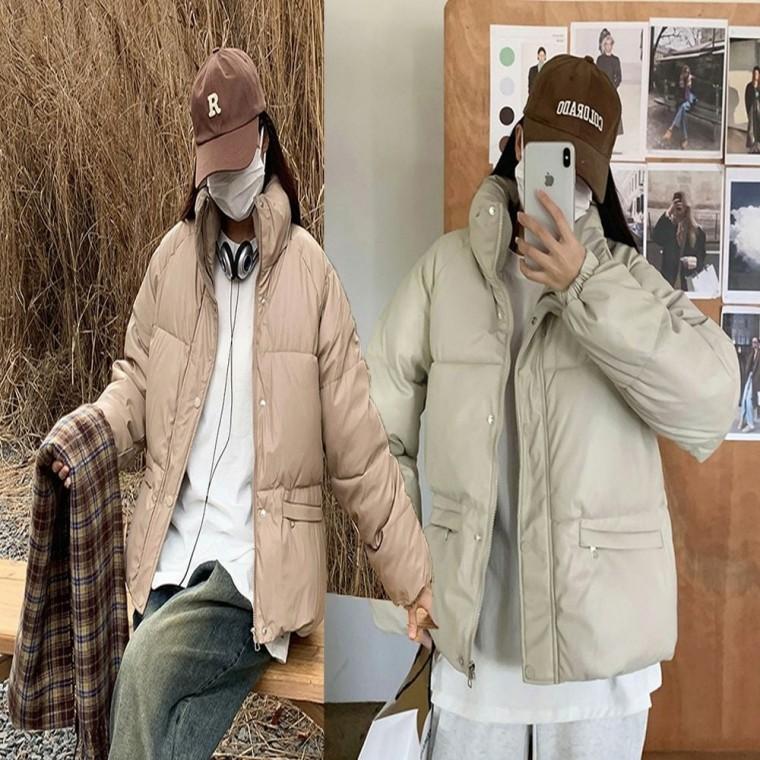점퍼 하이넥 페이크 여자 아우터 레더 겨울 패딩