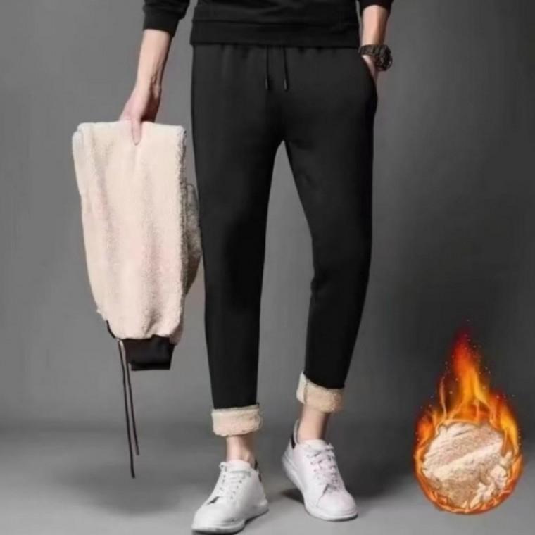 남성 겨울 기모 양털 안감 심플 조거 팬츠 밴딩 바지