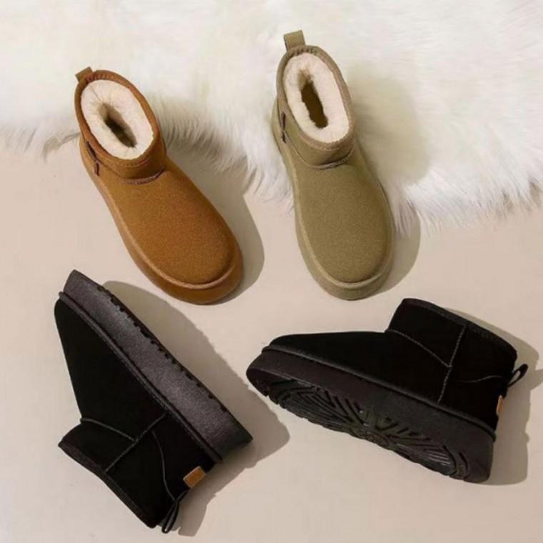 여성 스웨이드 겨울 방한 보온 퍼 안감 숏 털 부츠