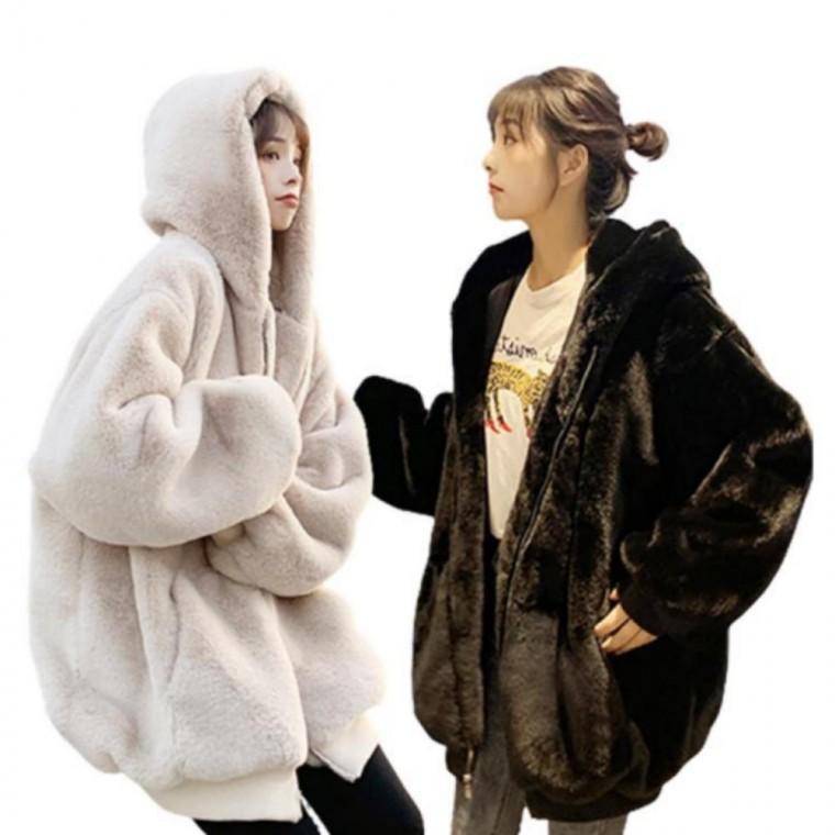 여성 겨울 부드러운 퍼 풍성한 코트 점퍼 자켓 아우터