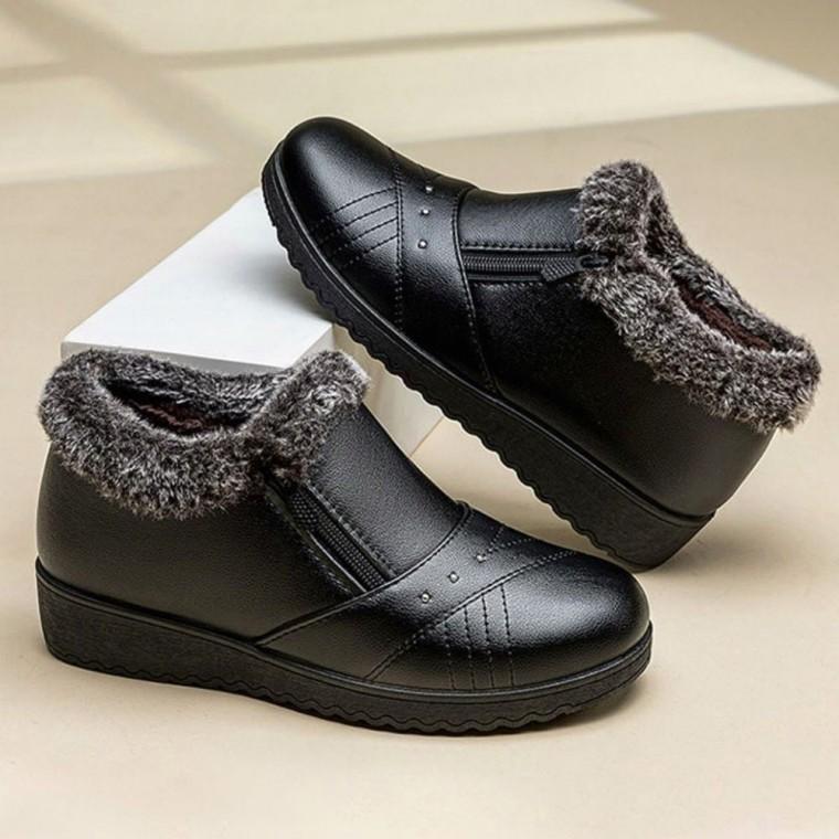안감 방한 여자 기모 로퍼 앵클부츠 겨울 퍼 단화