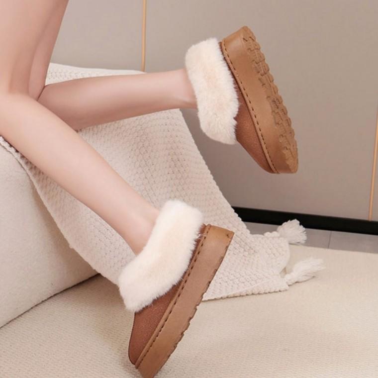 통굽 털부츠 스웨이드 겨울 발목기장 퍼 3컬러 슬립온