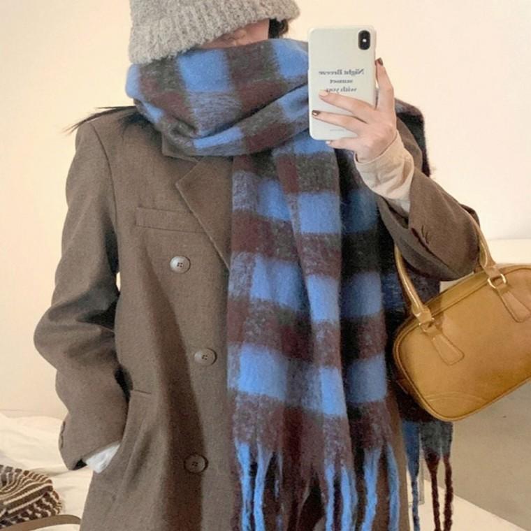 와이드 겨울 머플러 목도리 체크 남녀 숄 빅사이즈