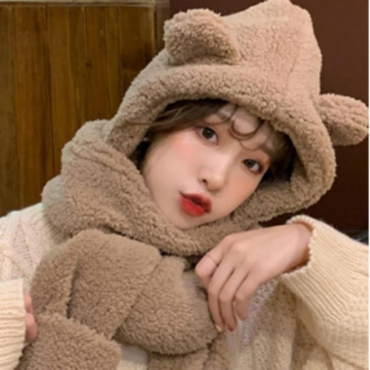 3in 털모자 학생방한모자 겨울모자 목도리 버킷햇 비니 장갑 털모자 방한모자