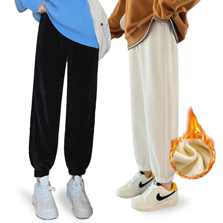 겨울 코듀로이 기모 와이드 조거팬츠 벨벳 골덴 밴딩 바지