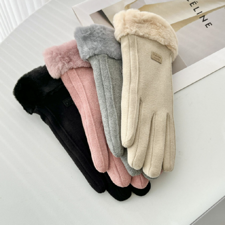 방한 겨울 여성 털 스마트폰 터치 장갑