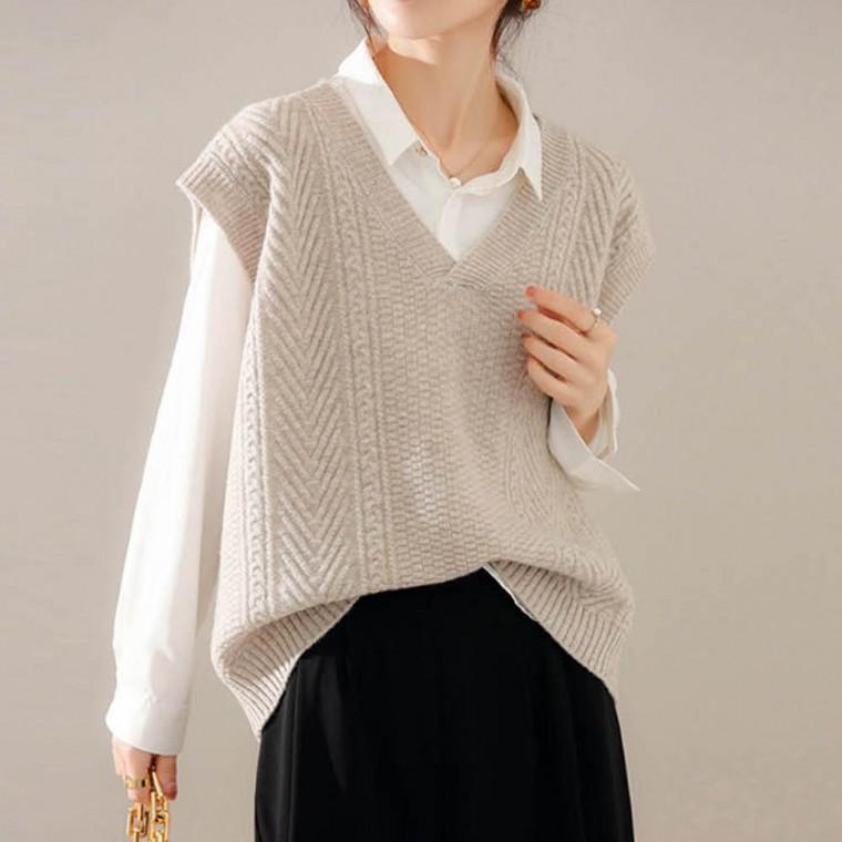 레이어드 꽈배기 베스트 니트 조끼 가을 겨울 패션
