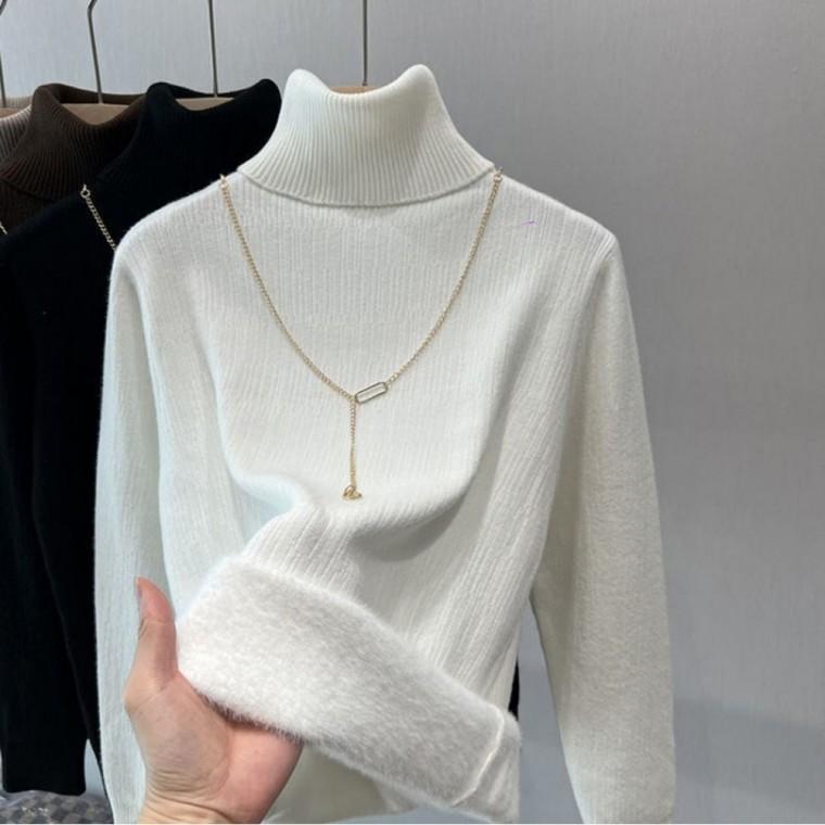 폴라티 풀오버 하이넥 여자 목폴라 니트 겨울 기모