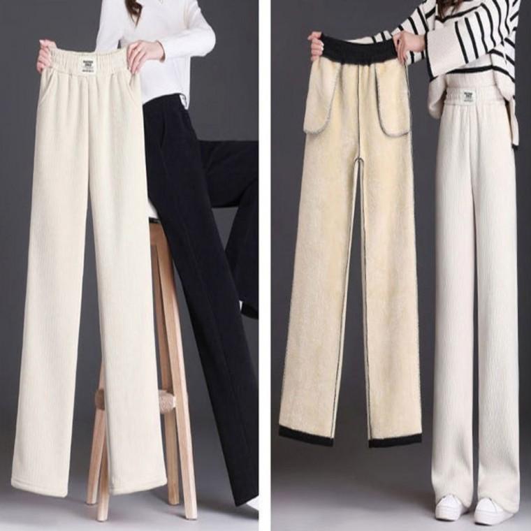 골덴 따뜻한 기모 일자팬츠 여자 안감 바지 겨울 밴딩