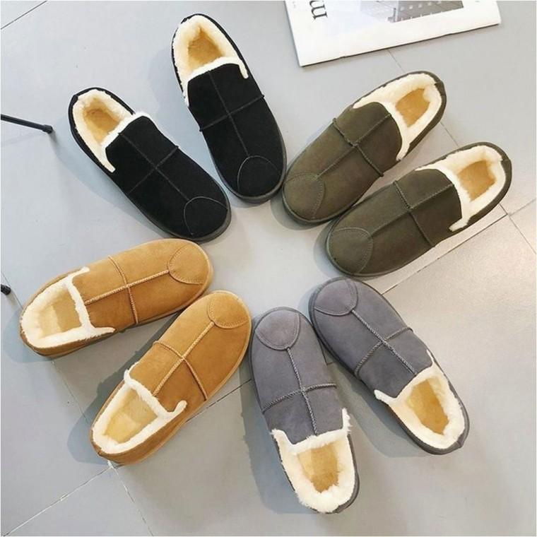 여자 모카신 단화 인조양털 슬립온 방한 퍼 스웨이드 겨울