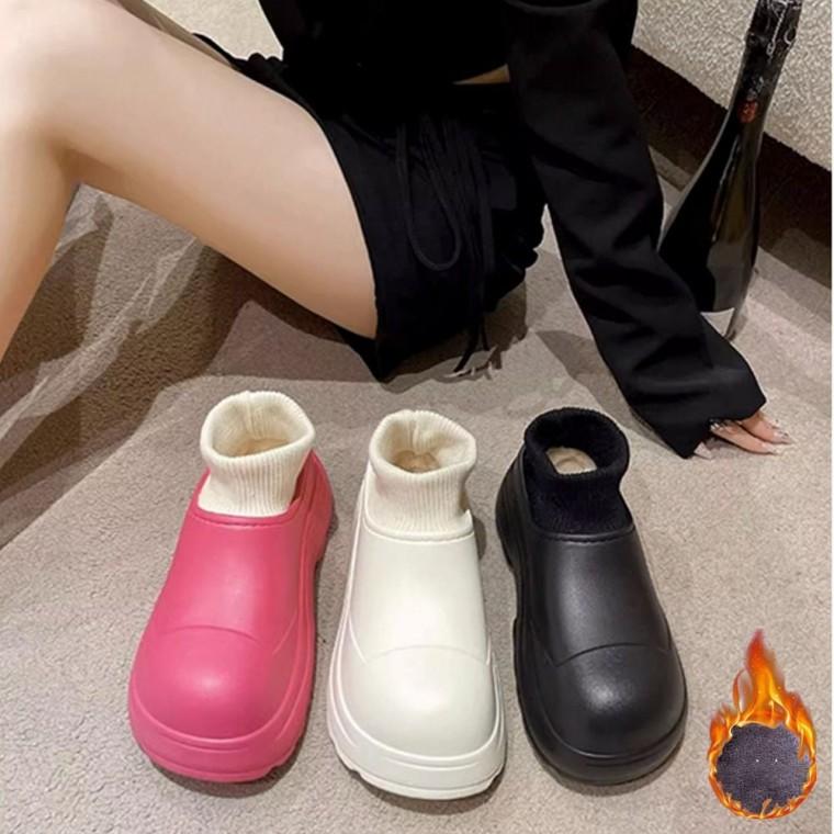 안감 단화 시보리 겨울 기모 통굽 EVA 니트 발목