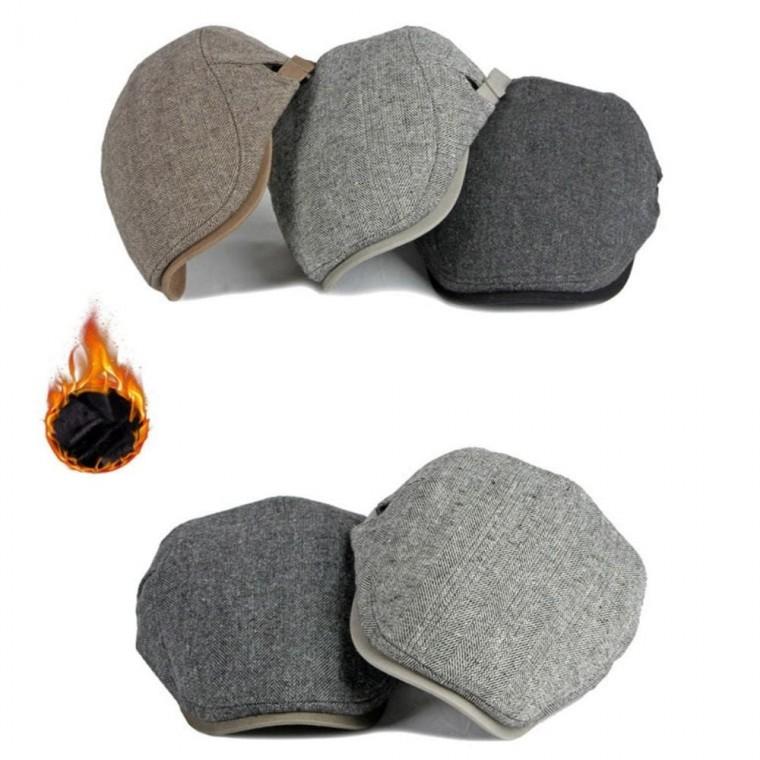 헌팅캡 기모 남자 헤링본 모자 방한 중년 안감 겨울