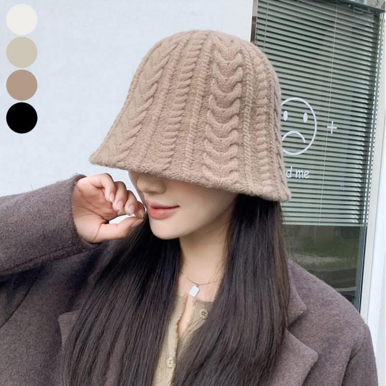 벙거지모자 니트 여자 꽈배기 겨울 방한모자 버킷햇