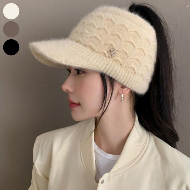 겨울 여자 방한모자 포니테일 골프모자 니트 썬캡