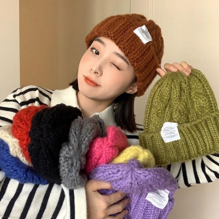 HL] 비니 니트 남자 여자 겨울 꽈배기 도톰 골지