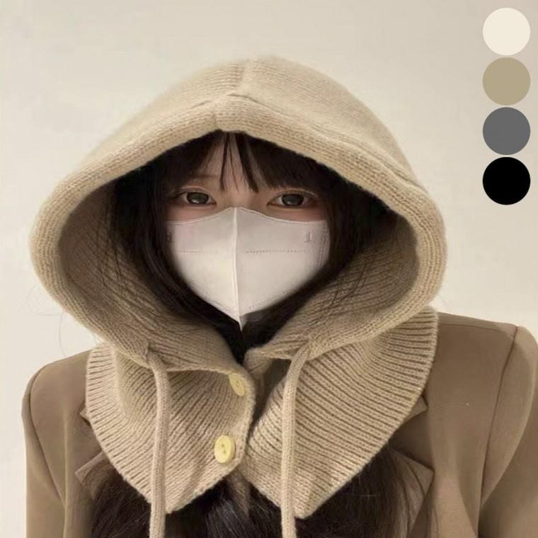 후드 넥워머 보온 겨울 니트 여자 바라클라바 여유핏