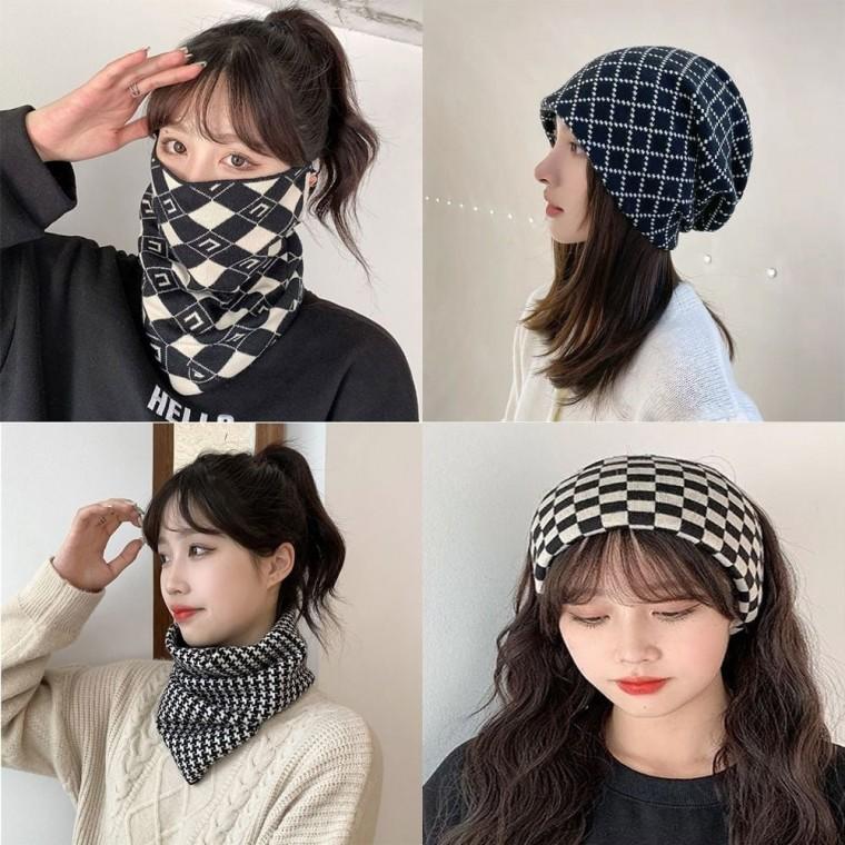 일체형 멀티 넥워머 여자 방한마스크 겨울 패턴