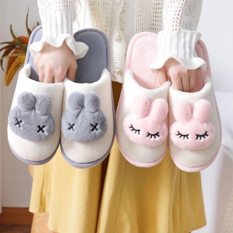 실내화 사무실 홈 퍼 슬리퍼 풍성한 털 겨울 토끼