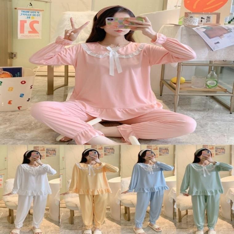 여자 세트 왕카라 귀여운 겨울홈웨어 상하의 공주잠옷