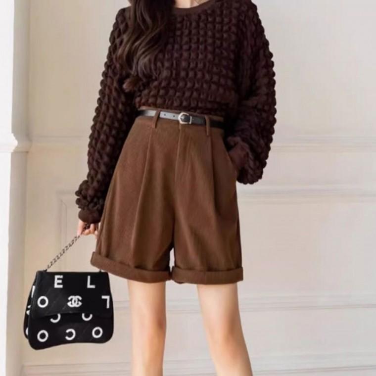 3컬러 여자 코듀로이 골덴바지 반바지 겨울 롤업