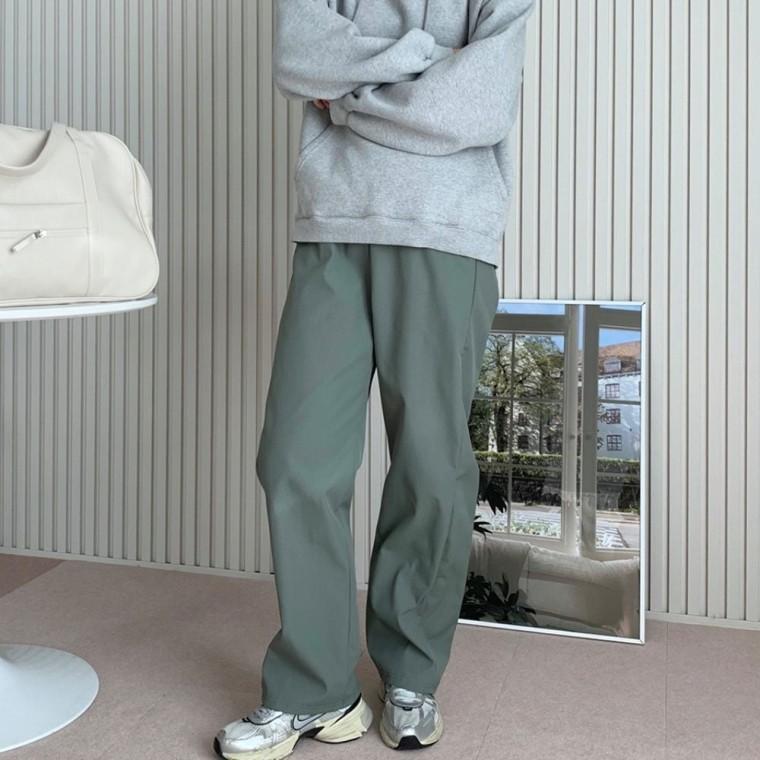 기모 와이드핏 허리 밴딩 겨울 일자 여자 안감 바지