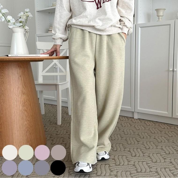 팬츠 기모바지 트레이닝 여자 일자 바지 겨울 와이드