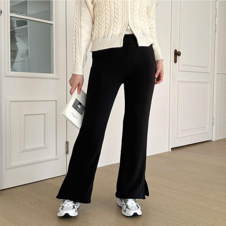 팬츠 슬림핏 기모바지 겨울 여자 옆트임 방한 부츠컷