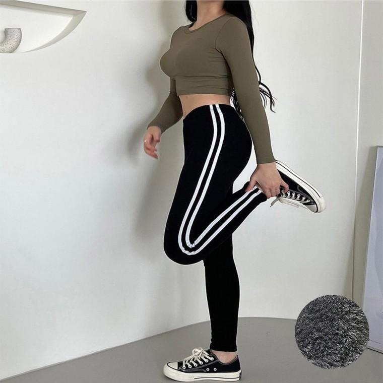 슬림핏 겨울 쫄바지 두줄 안감 라인 퍼 기모 레깅스