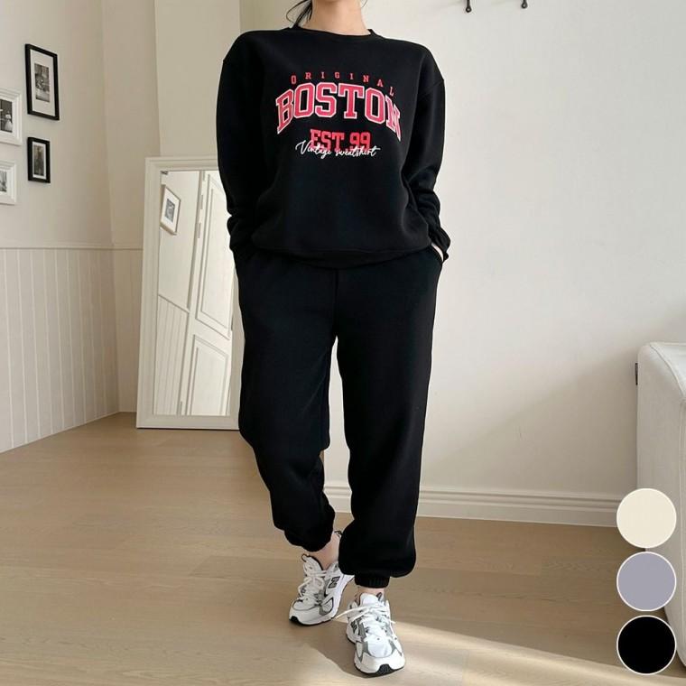 조거팬츠 겨울 상하의 안감 기모 세트 여자 맨투맨