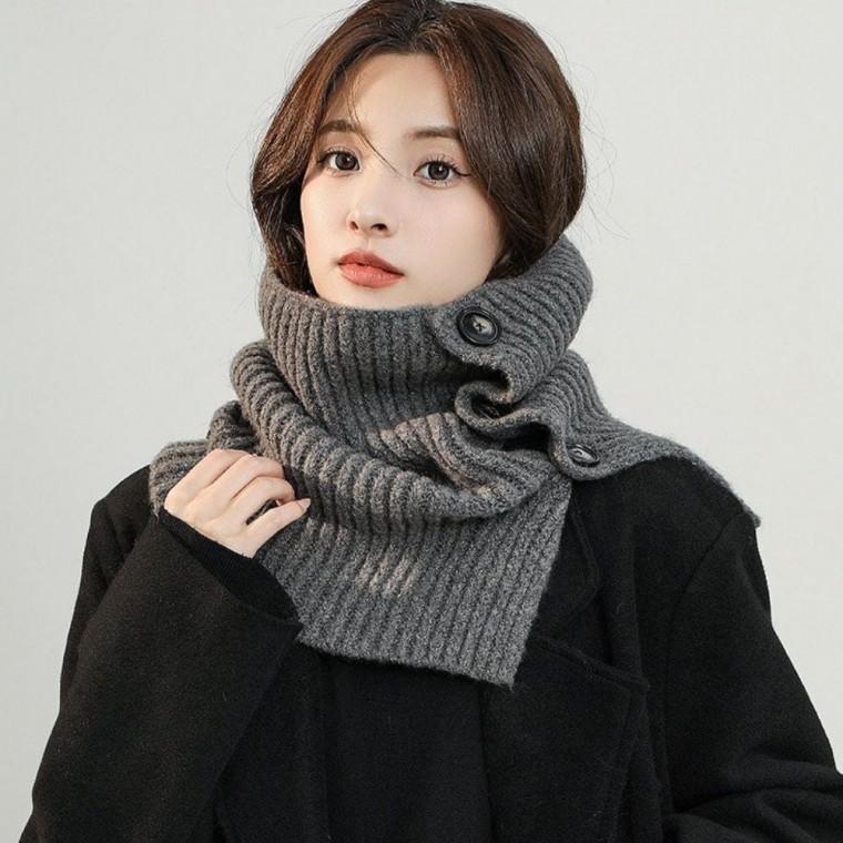 여자 겨울 단추 방한 머플러 버튼 20대 30대 넥워머