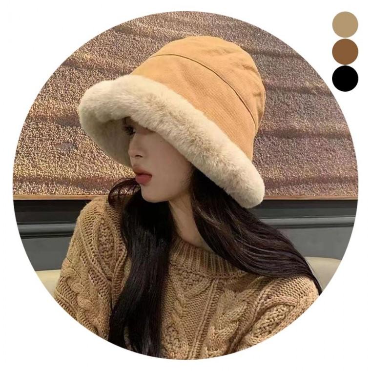 밍크 겨울 여자 모자 버킷햇 퍼 벙거지 안감