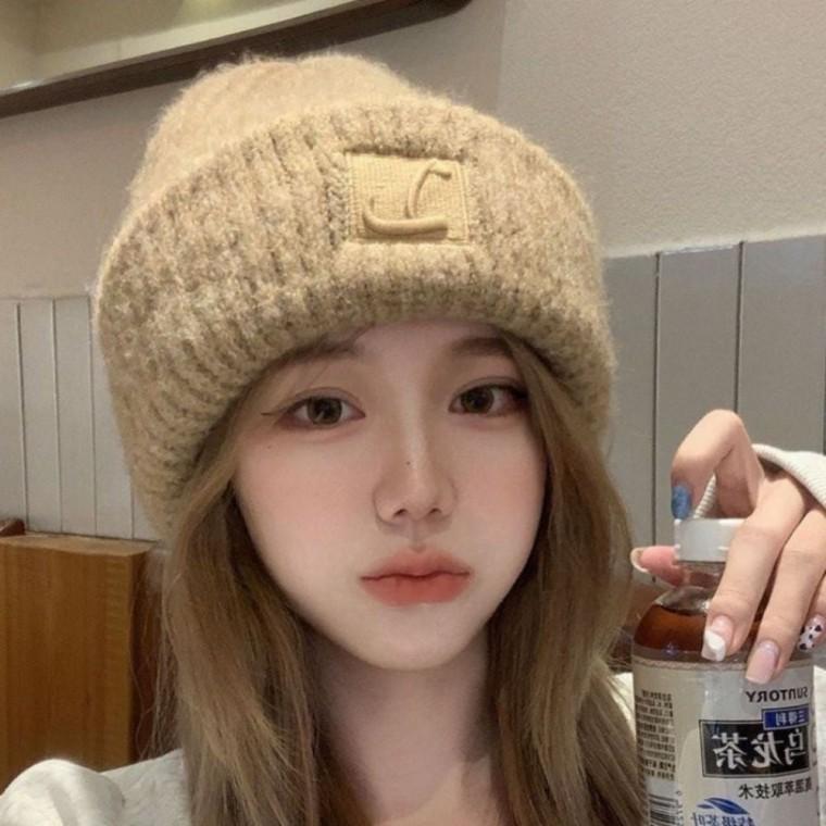 자수 도톰 로고 니트 겨울 비니 남녀공용 모자 방한