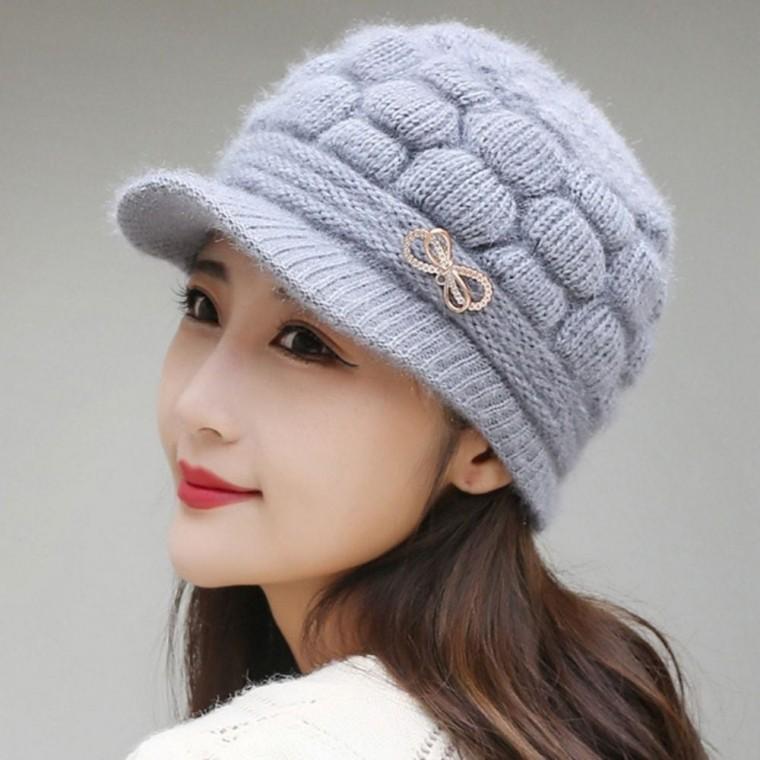 캡비니 패션 리본 모자 마름모 패턴 겨울 여자