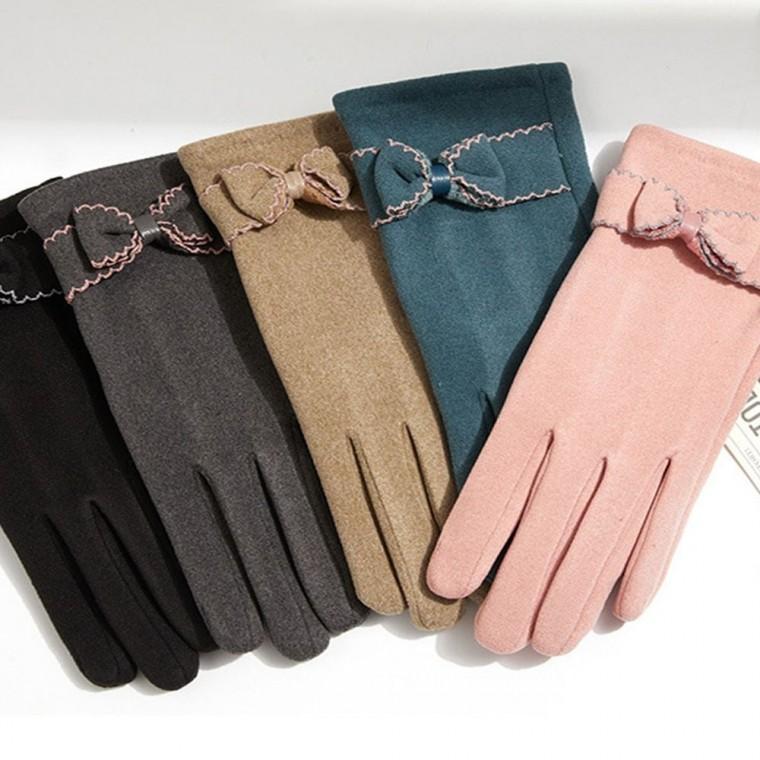 가능 리본 보온 겨울 터치 벨벳 여자장갑 여자 장갑