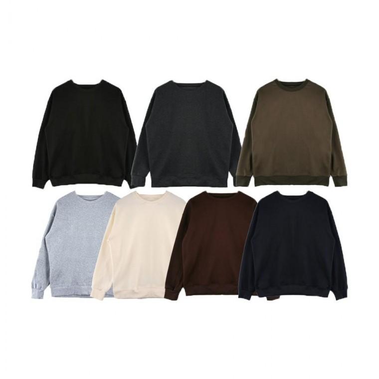 따뜻한 무지 티 겨울 안감 기모 맨투맨 남자 데일리