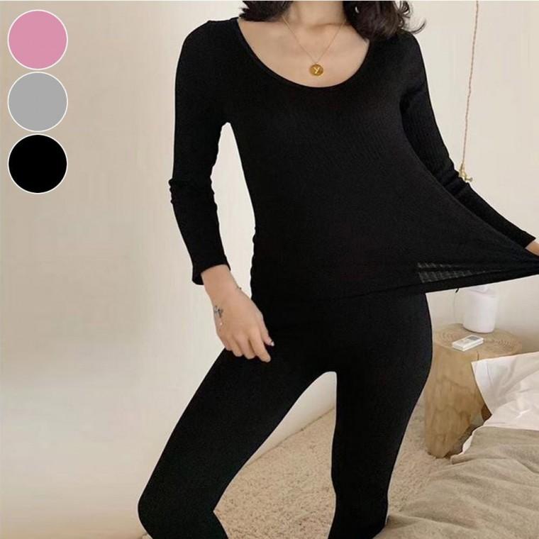 겨울 슬림핏 여자 상하의 골지 세트 얇은내복 내의