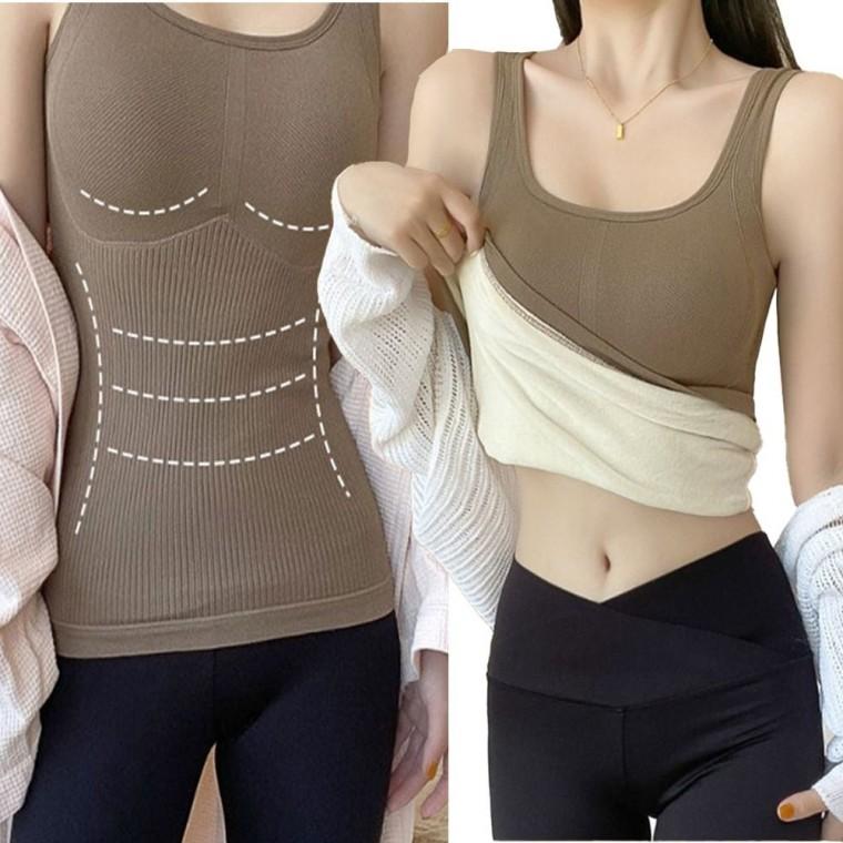 나시티 민소매 여자 겨울 내장 이너 브라 캡 보온내의