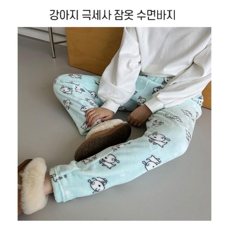 극세사 겨울 여자 긴바지 수면바지 캐릭터파자마 잠옷