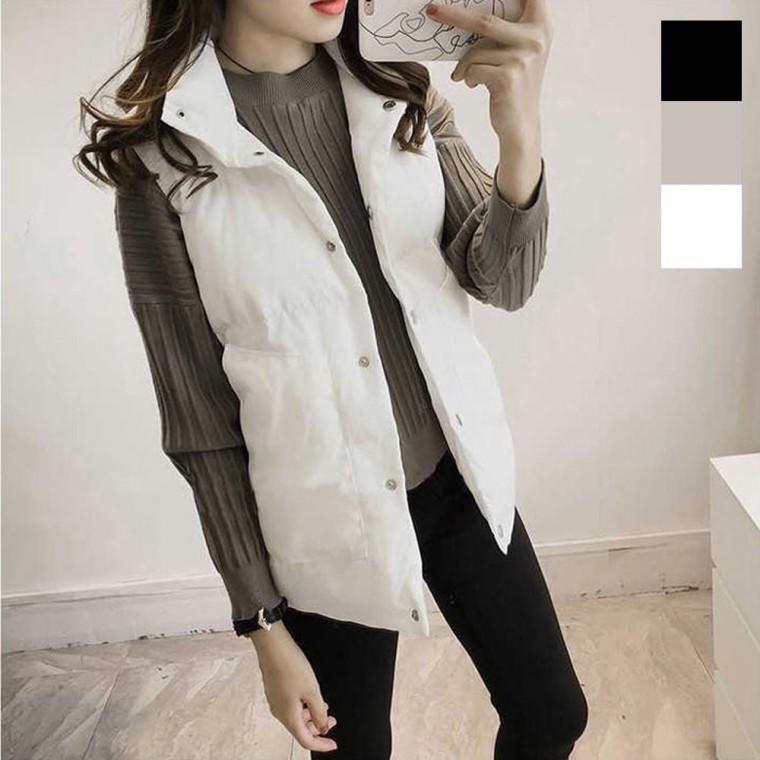 데일리룩 베스트 여자 패딩조끼 겨울 레이어드