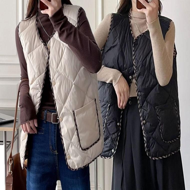 이너 누빔 레이어드 여자 겨울 조끼 퀼팅 패딩조끼
