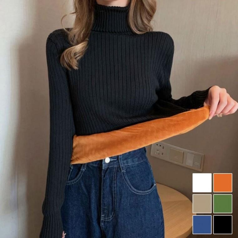 목폴라 데일리 하이넥 겨울 골지 니트 티 이너 여자