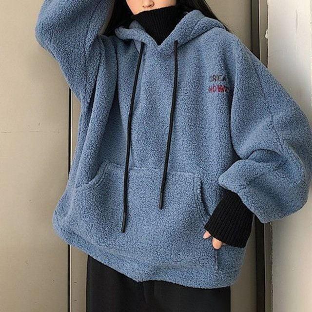 소매 뽀글이 후리스 후드 여자 레이어드 겨울 목폴라