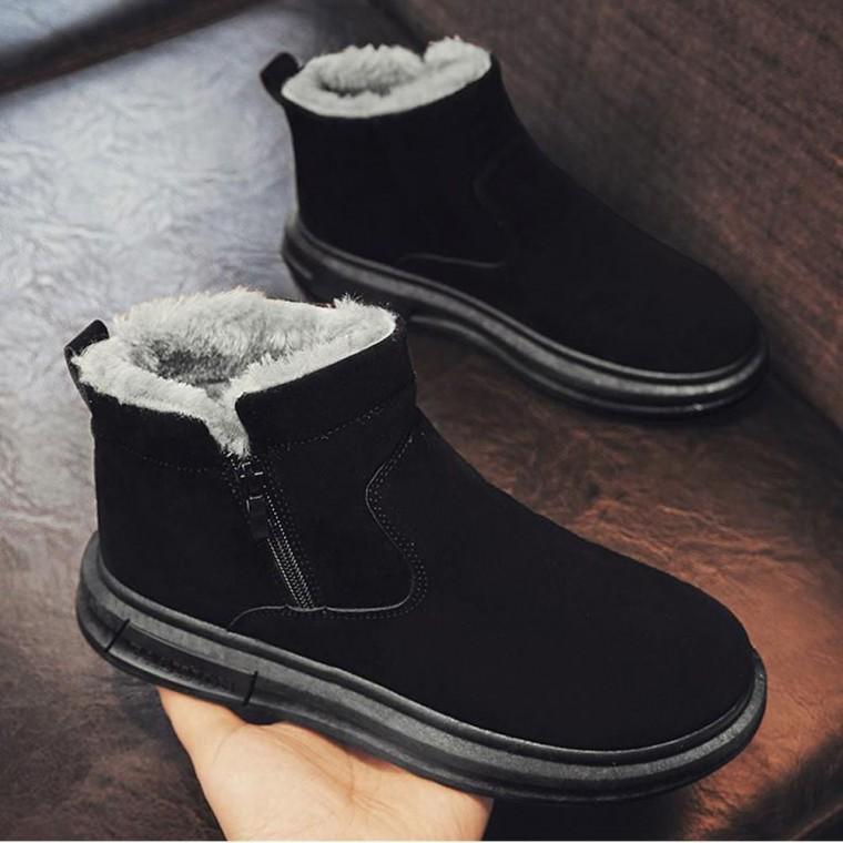 기모신발 방한 겨울 스웨이드 털부츠 남자 옆지퍼