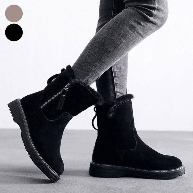 털 부츠 겨울 지퍼 방한 여자 따뜻한 옆 앵클부츠